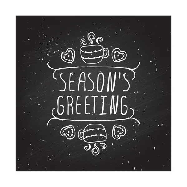 Winter greeting card with text on chalkboard background — 图库矢量图片