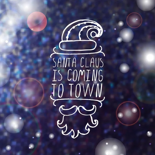Święty Mikołaj przyjeżdża do miasta - Boże Narodzenie elementów typograficznych — Wektor stockowy