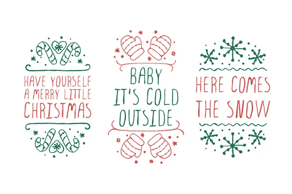 Etiquetas de Navidad con texto — Vector de stock