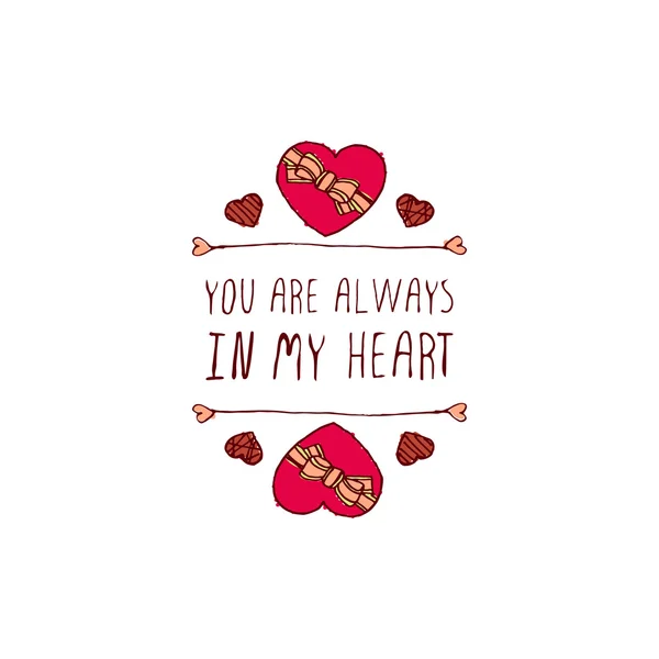 Vector handgetekende badge voor Saint Valentines day — Stockvector