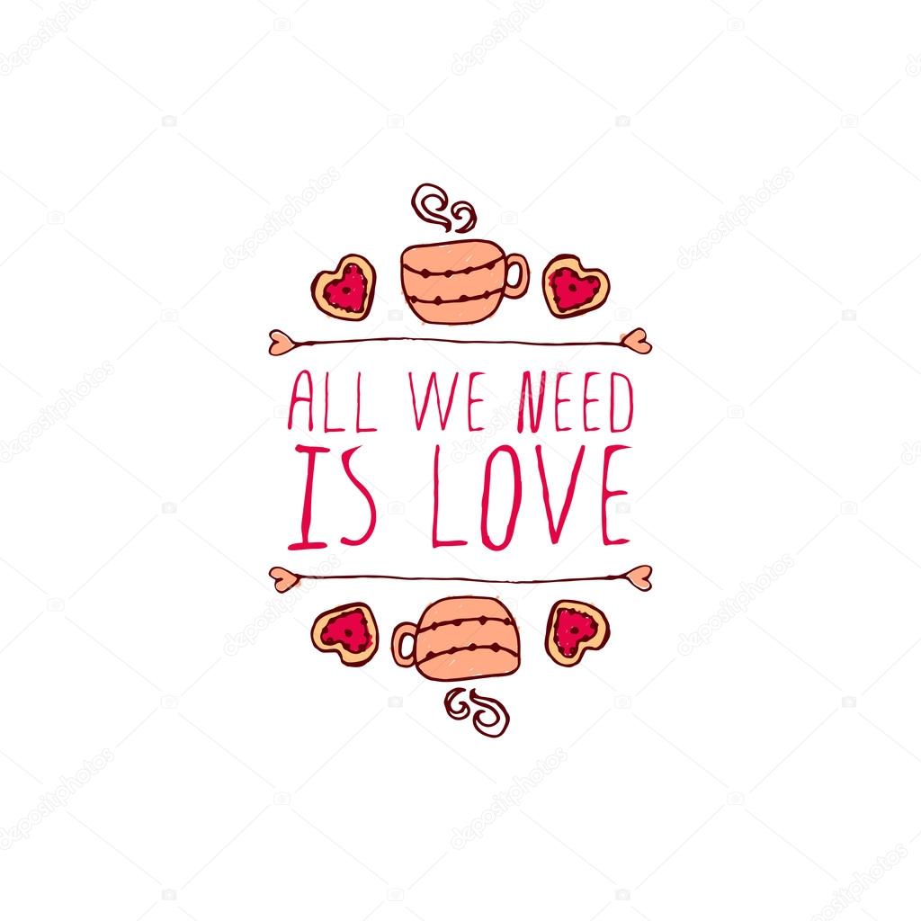 Vector handdrawn badge for Saint Valentines day