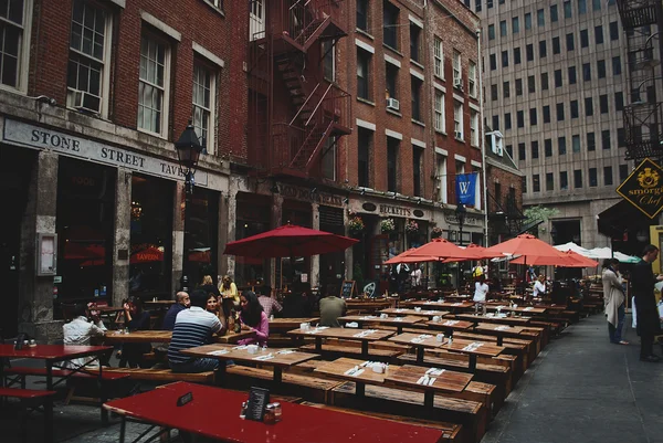 Malá Itálie v Manhattanu, New York. Tato italská čtvrť je známá svými restauracemi a každoroční svátek ministerstvo. Stock Obrázky