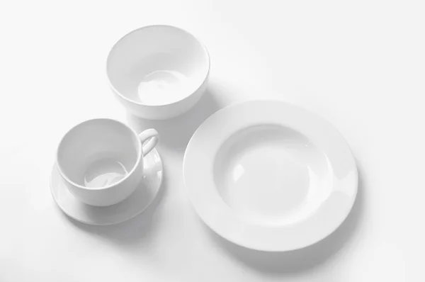 Clean dishware on white — Stock Photo, Image