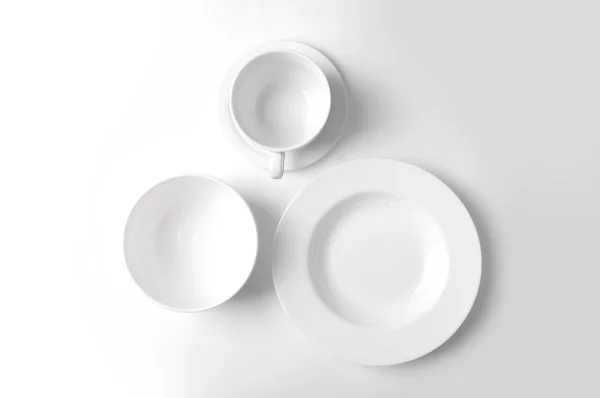 Clean dishware on white — Stock Photo, Image