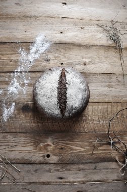 Ahşap üzerinde taze retro vintage ekmek