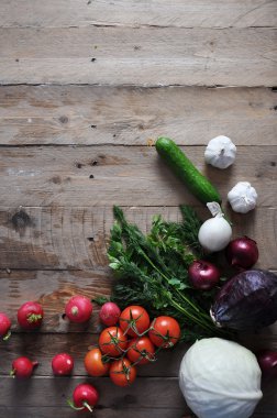 Kopya alanı ile yukarıdan sebze taze çiftçiler Pazar