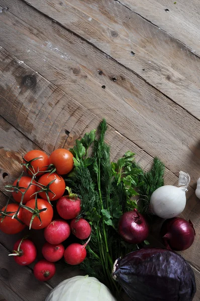 Fresh farmers market vegetable from above with copy space — Stock Photo, Image