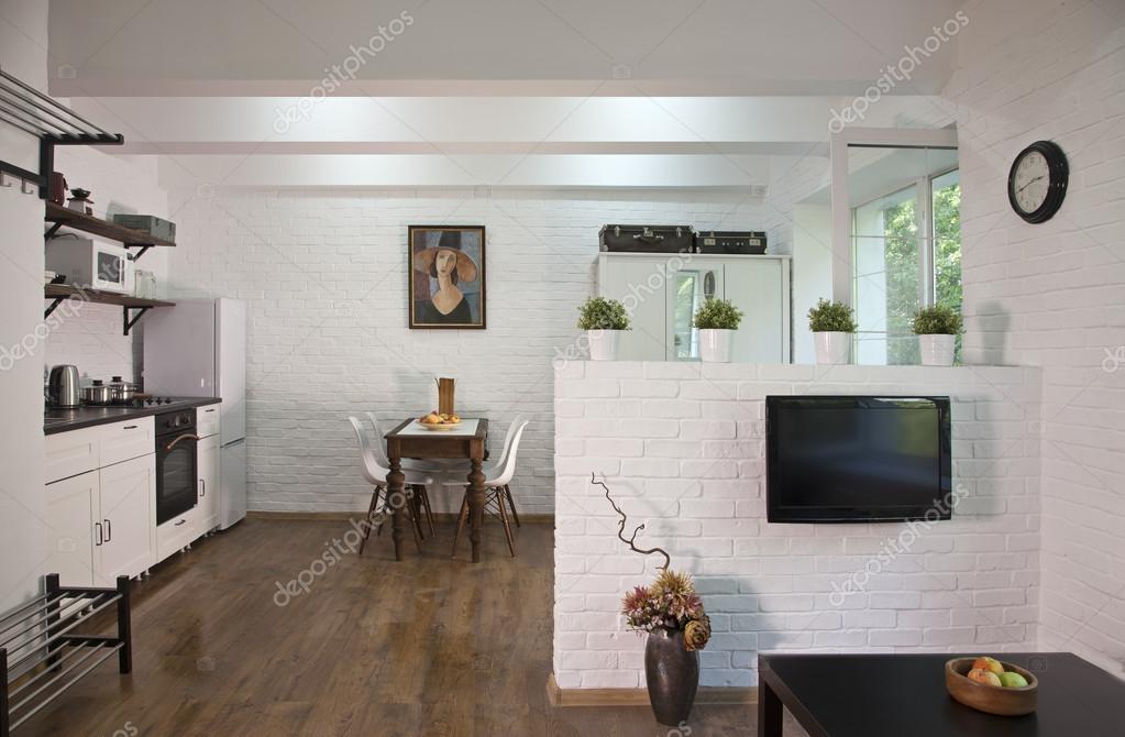 Interieur van een woonkamer met de keuken — Stockfoto © alkir_dep ... Interieur van een woonkamer met de keuken — Stockfoto © alkir_dep ...