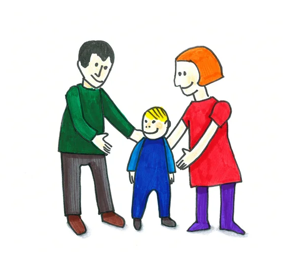 Ung familj illustration — Stockfoto