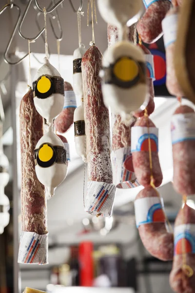 Sausages Hanging At Store — Stock Photo, Image