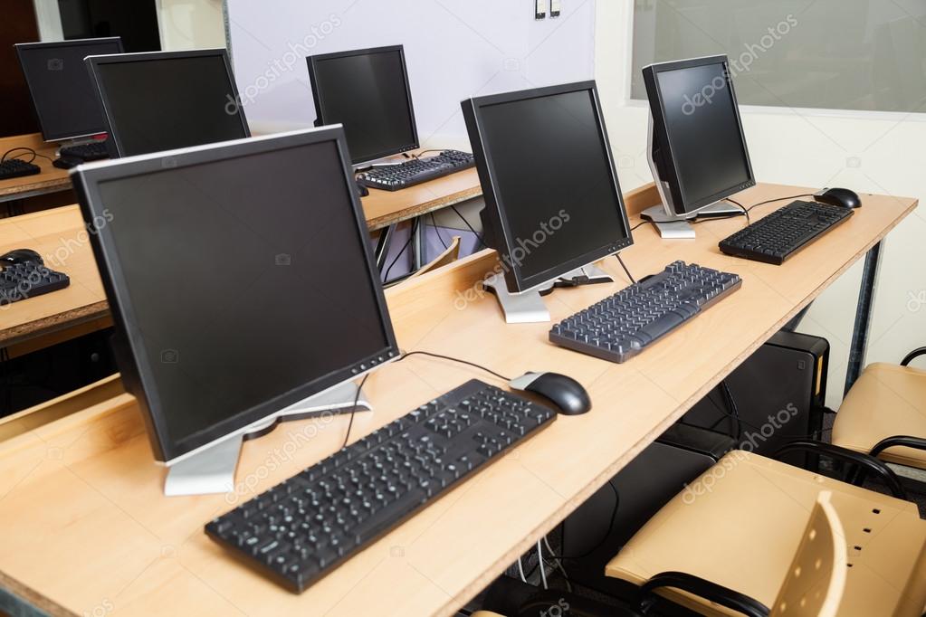 Computers On Desks In Classroom Stock Photo C Simplefoto 112865506