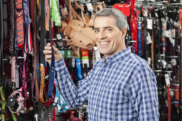 Correa para mascotas de compra de clientes en la tienda — Foto de Stock