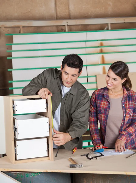 Confident Carpenters Making Cabinet — Stock Photo, Image