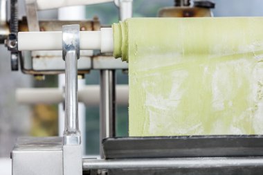 Yeşil spagetti makarna yaprak makinesi