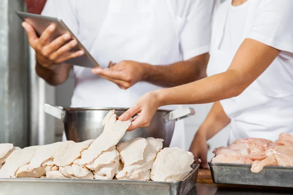 Midsection Of Butchers Working In Shop — Stock Photo, Image