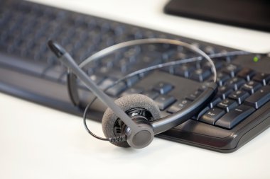 Closeup Of Headphone On Keyboard