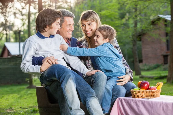 Familjen njuter av picknick i parken — Stockfoto