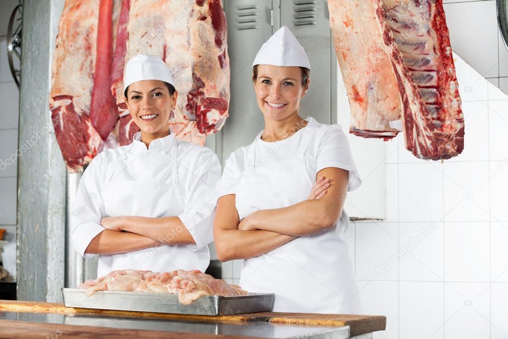 Confident Female Butchers With Arms Crossed