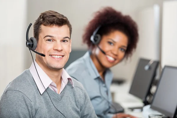 Colleagues Working In Call Center — Stock Photo, Image