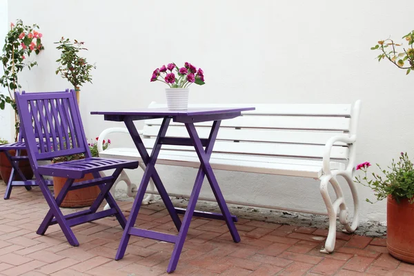 Wooden tables and chairs — Stock Photo, Image