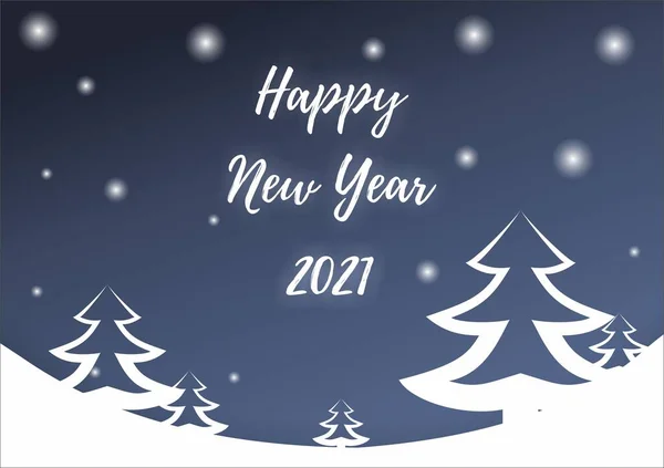 Felice Anno Nuovo 2021 Biglietto Auguri Blu Con Fiocchi Neve — Foto Stock