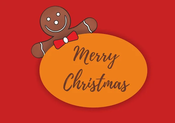 Christmas Illustration Gingerbread Man Red Background New Year — Stock Photo, Image