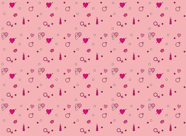 Feminine pink background with icons — Stock Photo, Image