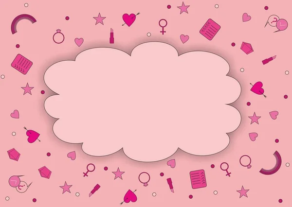 Femminile sfondo rosa con icone — Foto Stock