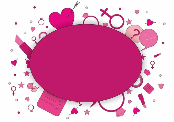 Feminin rosa bakgrund med ikoner — Stockfoto