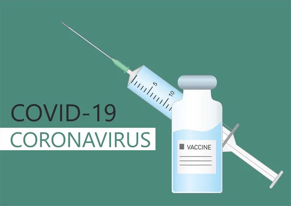 Obrázek koronavirové vakcíny a injekční stříkačka. Covid-19 — Stock fotografie