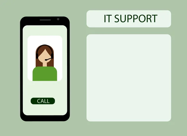 Векторний Малюнок Мобільного Телефону Екрані Зображення Дівчини Оператора Кнопка Язку — стоковий вектор