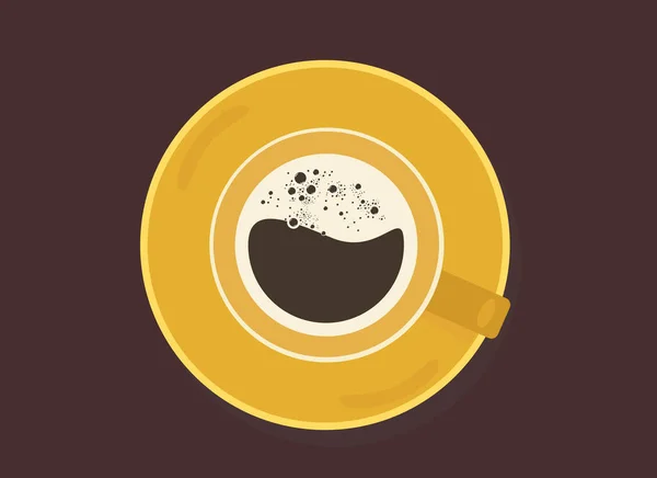 Köpüklü Bir Fincan Kahvenin Vektör Çizimi Yukarıdan Görüntüle — Stok Vektör