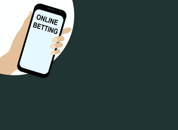 Vektorritning Hand Med Mobiltelefon Online Betting App Telefonen — Stock vektor