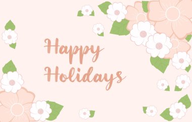 Kırmızı metinli tebrik kartının vektör illüstrasyonuName Narin pembe şeftali rengi çiçeklerin çerçevesi