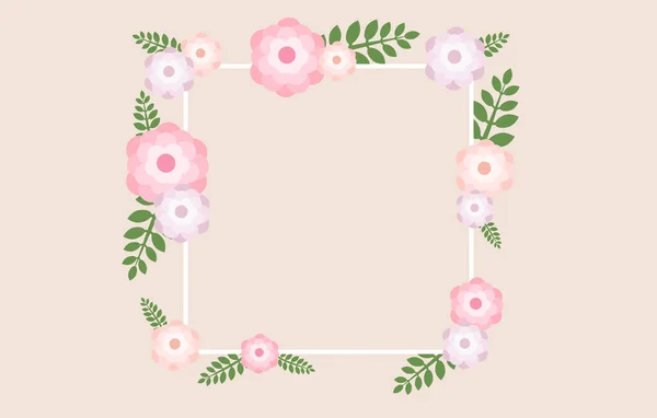 Greeting card background illustration with flower frame — Stock Vector