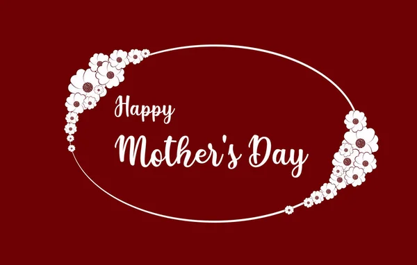 Fundo congratulatório com moldura oval e flores. Desejo feliz Dia das Mães —  Vetores de Stock