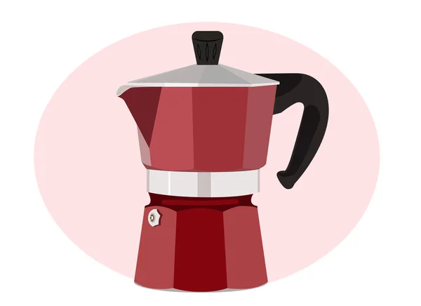 Ilustração Vetorial Uma Cafeteira Geyser Vermelha Objeto Utensílio Cozinha — Vetor de Stock