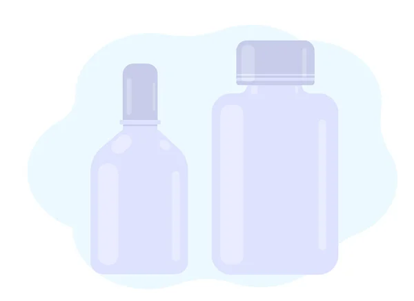 Ilustração Vetorial Dois Frascos Comprimidos Spray Para Olhos Nariz Embalagem — Vetor de Stock