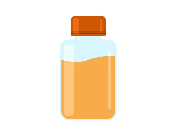 Векторная Иллюстрация Бутылки Жидким Апельсиновым Сиропом Концепция Препарата Витамин — стоковый вектор