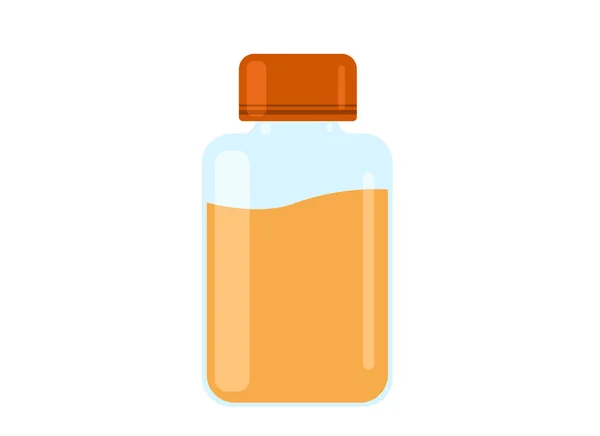 Ilustração Vetorial Frasco Com Xarope Laranja Líquido Conceito Droga Vitamina — Vetor de Stock