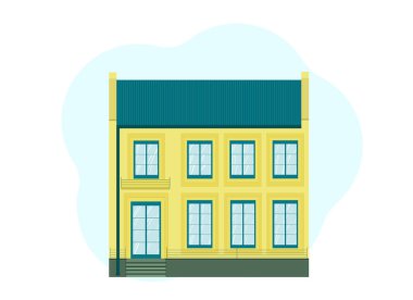 İki katlı büyük ve modern bir evin tasviri..