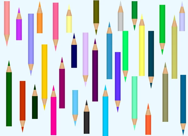 Illustration Vectorielle Fond Grand Nombre Crayons Couleur Plusieurs Rangées Crayons — Image vectorielle