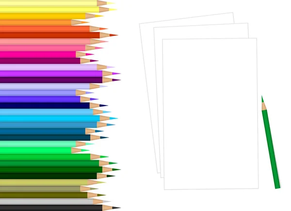 シャープで色の鉛筆の大規模なセットのベクトルイラスト — ストックベクタ