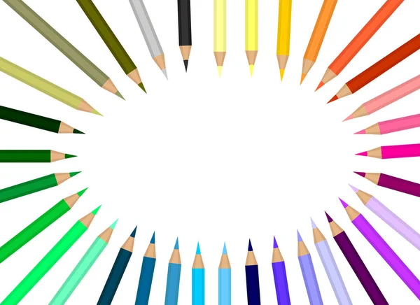 Illustration of colored pencils lie in the shape of a circle. — Stock Vector