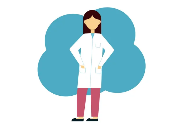 Illustration d'une femme médecin en manteau blanc et pantalon rose — Image vectorielle
