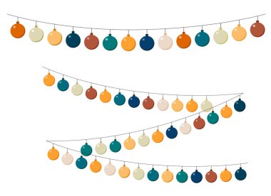 Yuvarlak renkli topları olan bir çelengin vektör çizimi. Tatil için itiraz ediyorum.