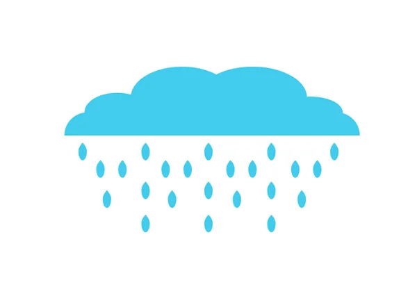 Ilustración Vectorial Una Nube Azul Con Gotas Lluvia Aislado Sobre — Vector de stock