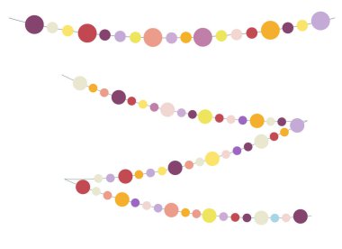 Bayram süsü olarak çok renkli çelenklerin vektör çizimi. Çember şeklinde çelenkler.