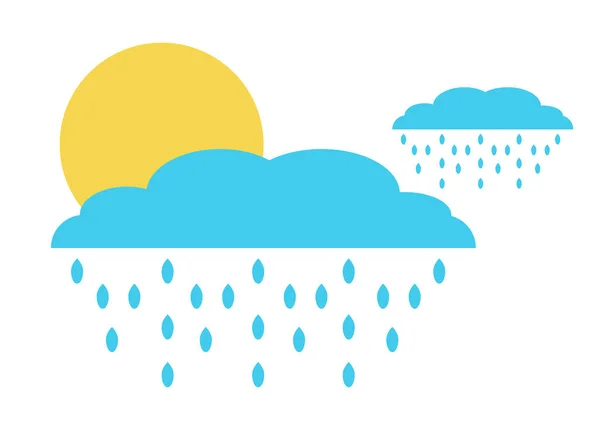 Ilustración Vectorial Símbolos Meteorológicos Del Sol Con Nubes Lluvia — Vector de stock