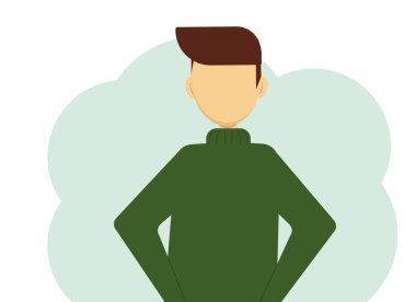 Koyu yeşil örgü süveter giyen bir adamın vektör çizimi.